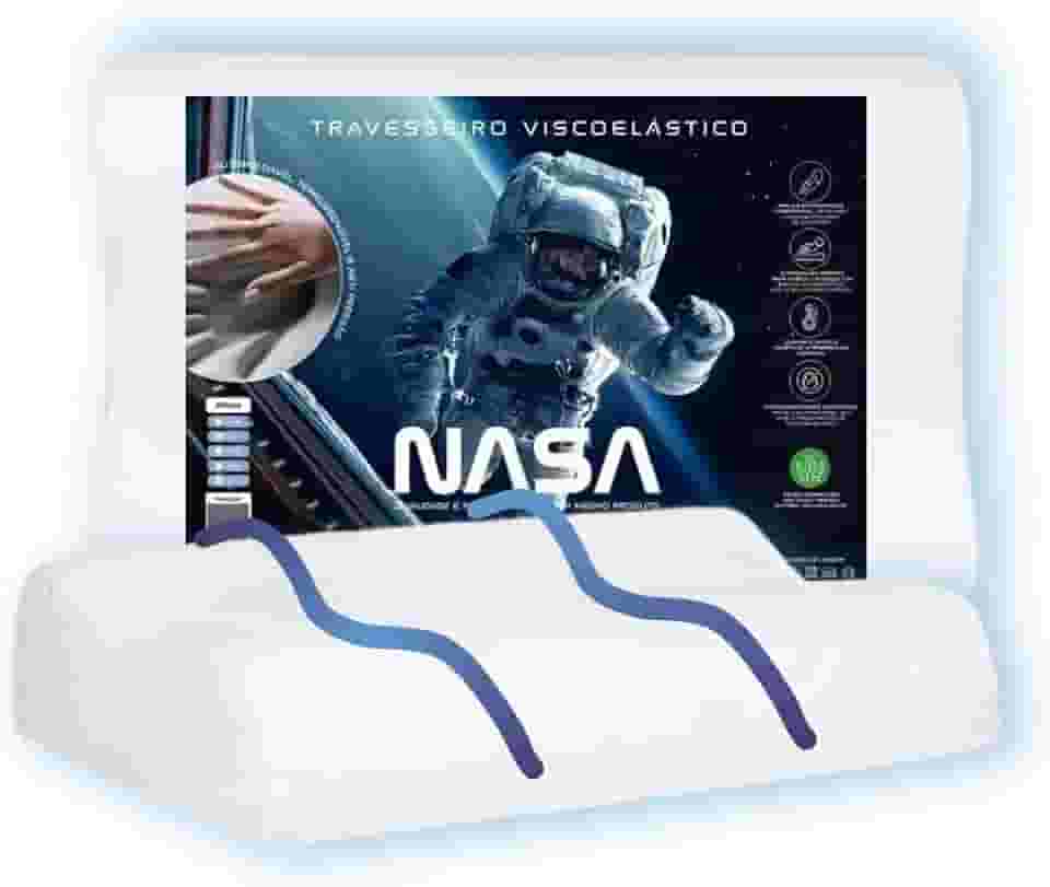 Travesseiro Nasa Cervical Anatômico Confort Viscoelástico, com capa removível Premium