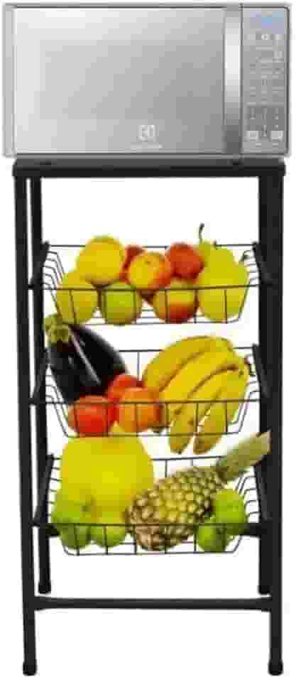 Fruteira Cão Cozinha Multiuso 4 Andares Tampo Extra Forte De Aço Suporta Microondas