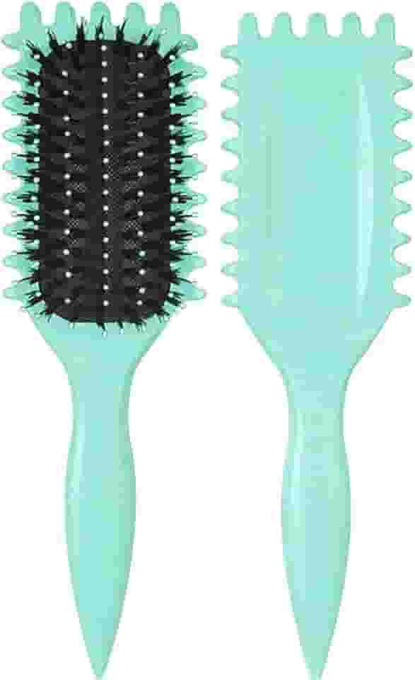 Urbeokr Pincel definidor de cachos para mulheres, escova de cabelo com cerdas de javali, modelagem e definição de cachos, verde, 1 peça