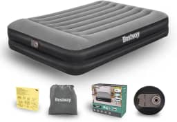 Colchao Inflavel Casal QUEEN Premium Preto com Bomba Embutida 110V + Bolsa Bestway