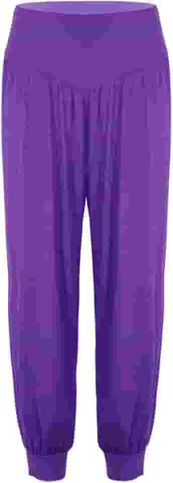 Calça feminina macia, cintura alta, pernas largas, casual, solta, ioga, esportes, dança, harém, Roxa, GG