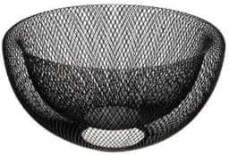 Centro de Mesa Decorativo em Metal Preto, Tigela Vazada, 30 x 15 cm