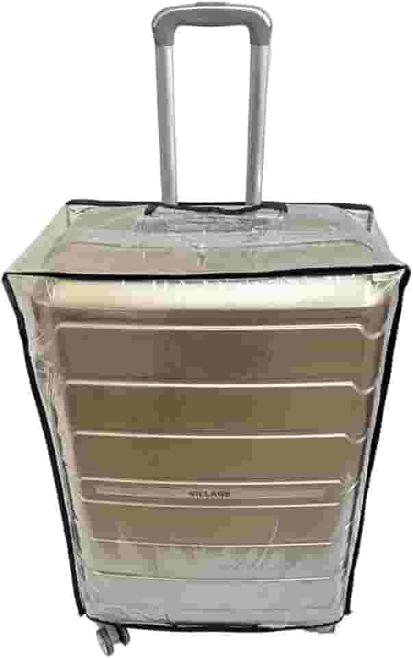 Capa Para Mala de Viagem Protege Contra Arranhões e Impacto Plástico Cristal Transparente Grosso P M G Fechamento com Velcro (Preta, Grande)