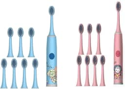 Escova Dental Dente Elétrica Infantil 8 Refil Longa Duração (Azul)