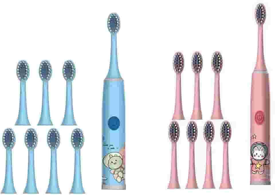 Escova Dental Dente Elétrica Infantil 8 Refil Longa Duração (Azul)