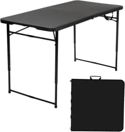 Mesa Camping Dobrável Maleta Portátil Com Regulagem de Altura 1,22m (Preto)