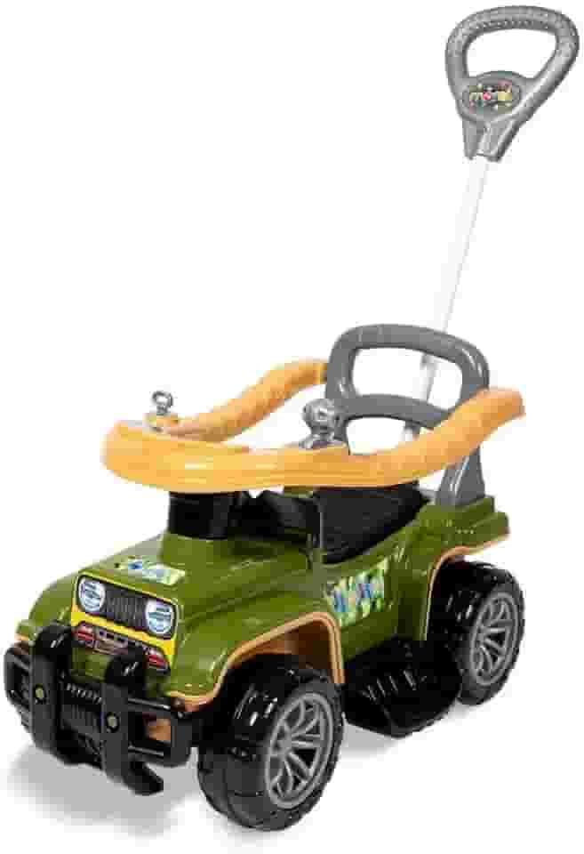 Jip Jip Carrinho de Passeio com Empurrador Cor Militar Controle na Direção, Anel de Proteção, Buzina Divertida, Apoios de Pés Removíveis, Suporta até 30kg Ideal para Crianças a Partir de 9 Meses