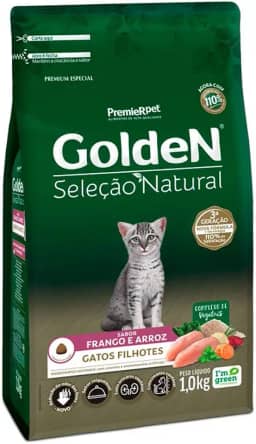 Ração Golden Seleção Natural para Gatos Filhotes Sabor Frango - 1kg