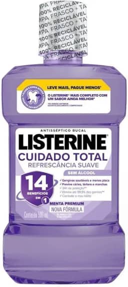 Listerine Cuidado Total 14 Benefícios em 1 Enxaguante Bucal Sem Álcool, 500ml