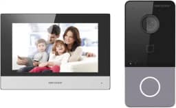 HIKVISION Telefone de porta de vídeo sem fio baseado em IP/sino | Tela TFT colorida de 7 polegadas | Resolução 1080p | Cobertura grande angular | Microfone e alto-falante embutidos | Cancelamento de