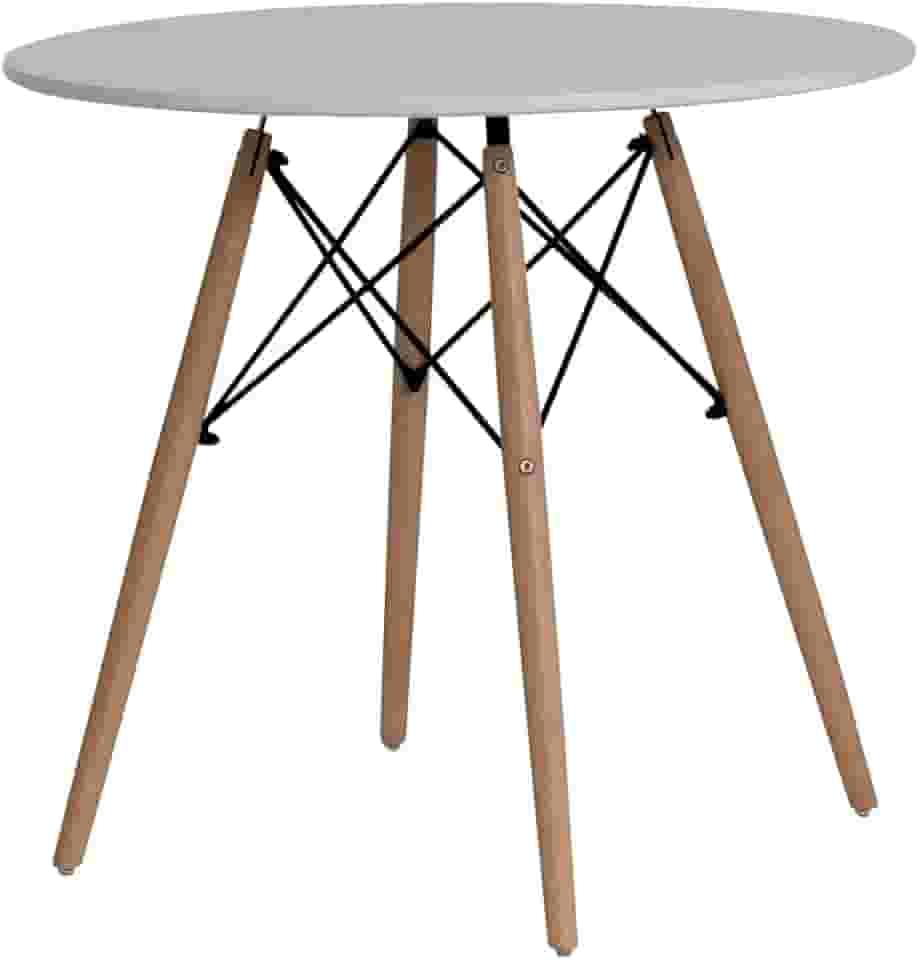 Mesa de Jantar Redonda Charles Eames Eiffel 110cm Branca, 6 Lugares, para Cozinha e Sala de Jantar, Design Moderno