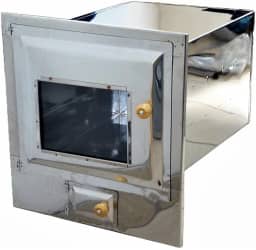 Forno Fogão a Lenha Inox Frente Vidro Com Cinzeiro 50x35x30