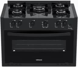 Fogao de Embutir 5 Bocas Venax Picasso Line Preto Fosco Gas Glp