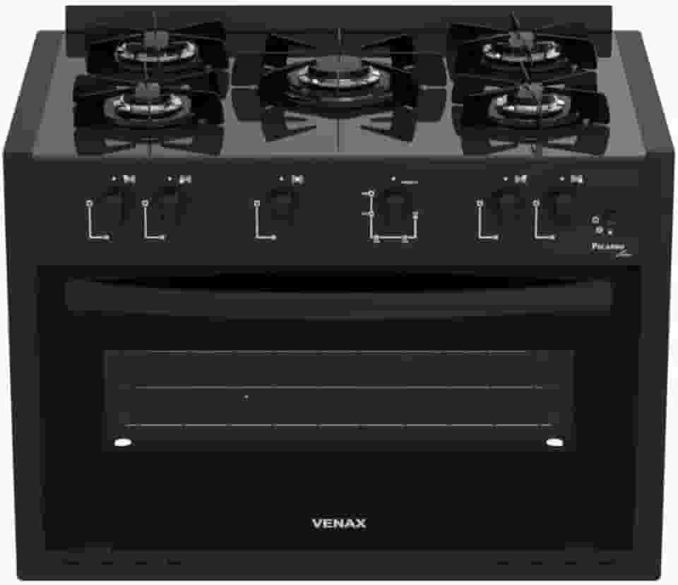 Fogao de Embutir 5 Bocas Venax Picasso Line Preto Fosco Gas Glp