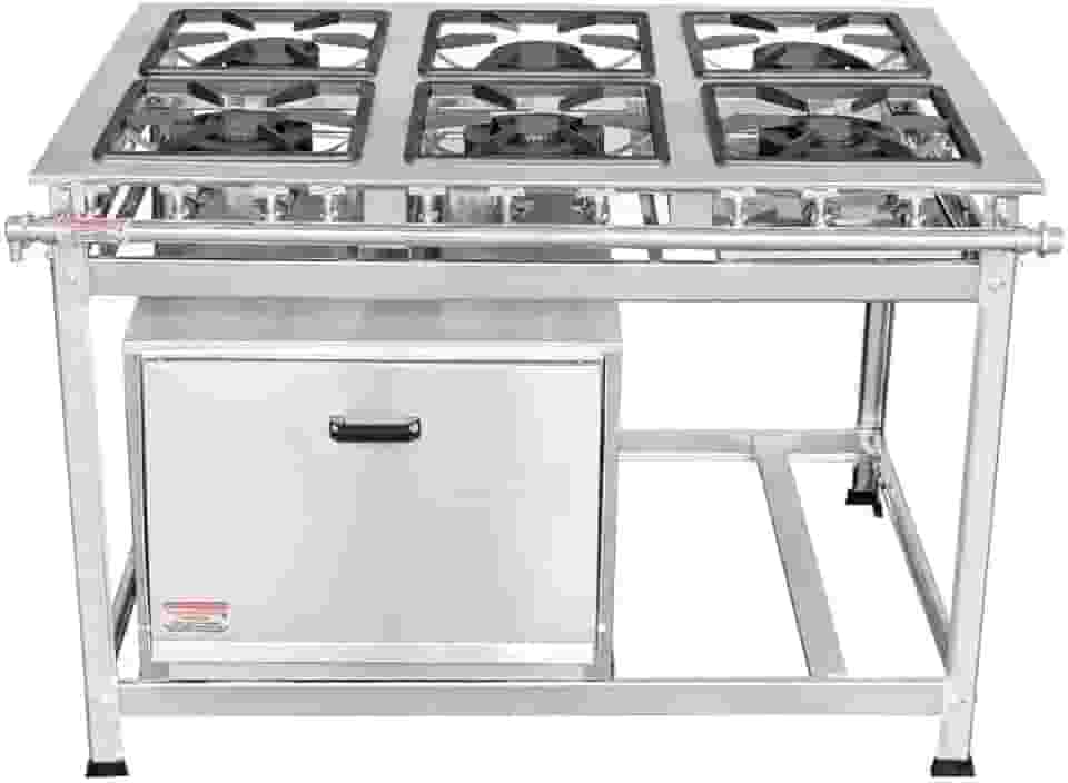 Fogão Industrial 6 Bocas 30x30 P5 em Aço Inox com Forno