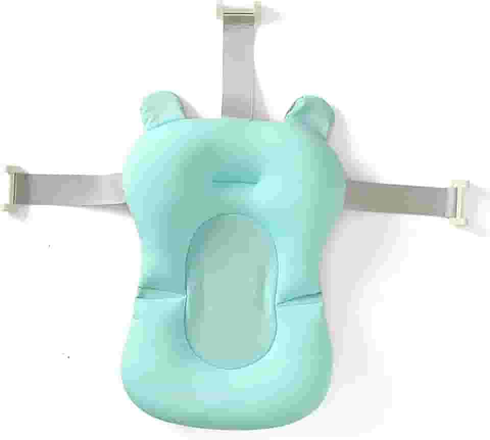 Almofada para banho de bebê, tapete de banheira recém-nascido, rede de suporte de banho para bebês, almofada de banheira flutuante antiderrapante (urso verde, 28 cm x 43 cm x 26 cm)