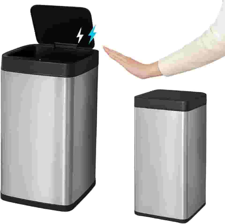 Lixeira Automática com Sensor 40L Com Tampa Aço Inox Acionamento por Botão ou Sensor