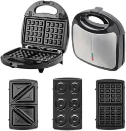 3 Em 1 Portátil Sanduicheiras Waffle Donuts Fast Antiaderente 110v(cinza prateado)