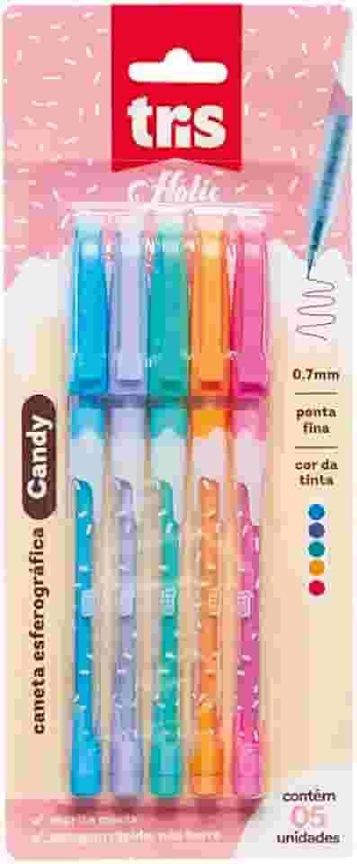 Caneta Esferografica Tris Holic Fof Candy Cartela 5 unidades
