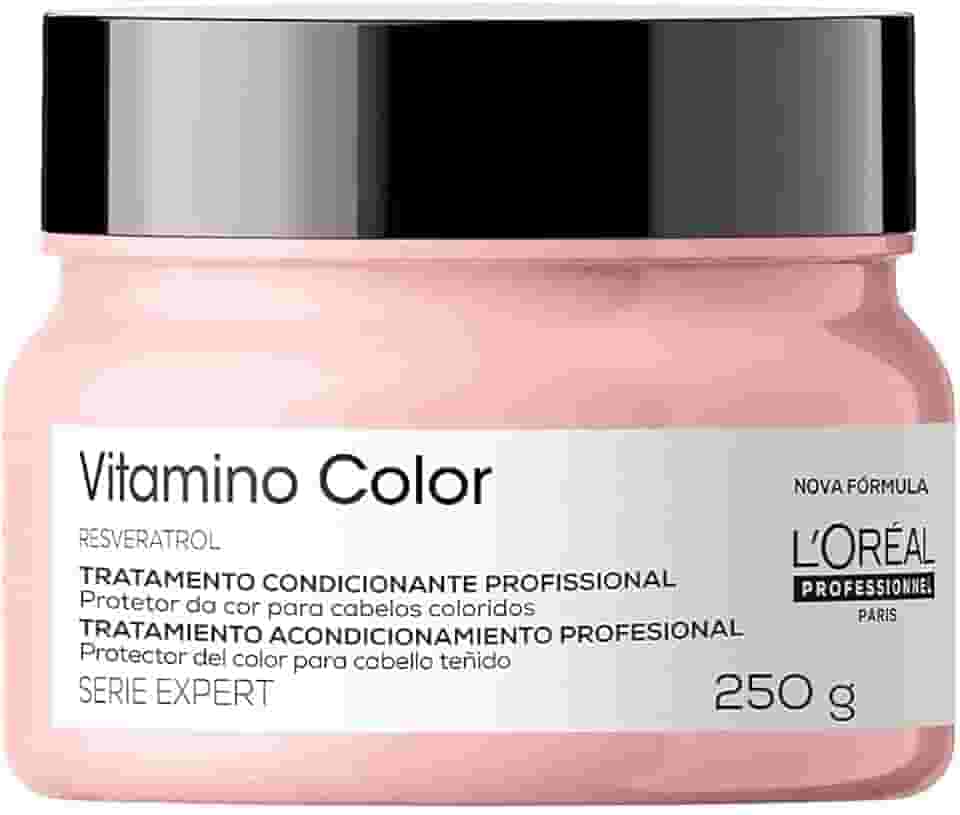 L'Oréal Professionnel Máscara de Tratamento Vitamino Color, Protege e preserva a cor do cabelo, Aumenta o Brilho e a Vibração da Cor, Hidrata e Desembaraça, Para cabelos com coloração, 250g