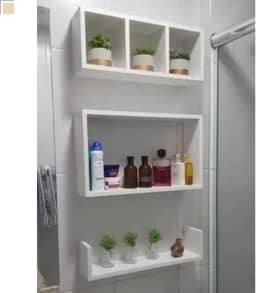 Nicho Mdf Para Banheiro Quarto Montado Só Instalar 3 Peças (Branco)