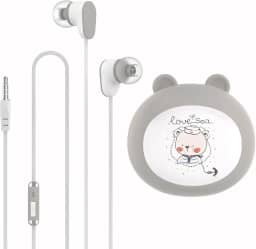 GEEKRIA Fones de ouvido infantis com fio com microfone para escola e aula online, fone de ouvido intra-auricular infantil de 3,5 mm com limite de volume de 85 dB para orelhas pequenas, estojo de