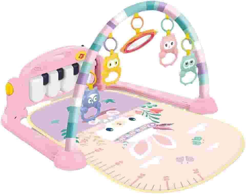 Tapete de Atividade bebê Musical Piano Interativo Coelho Rosa