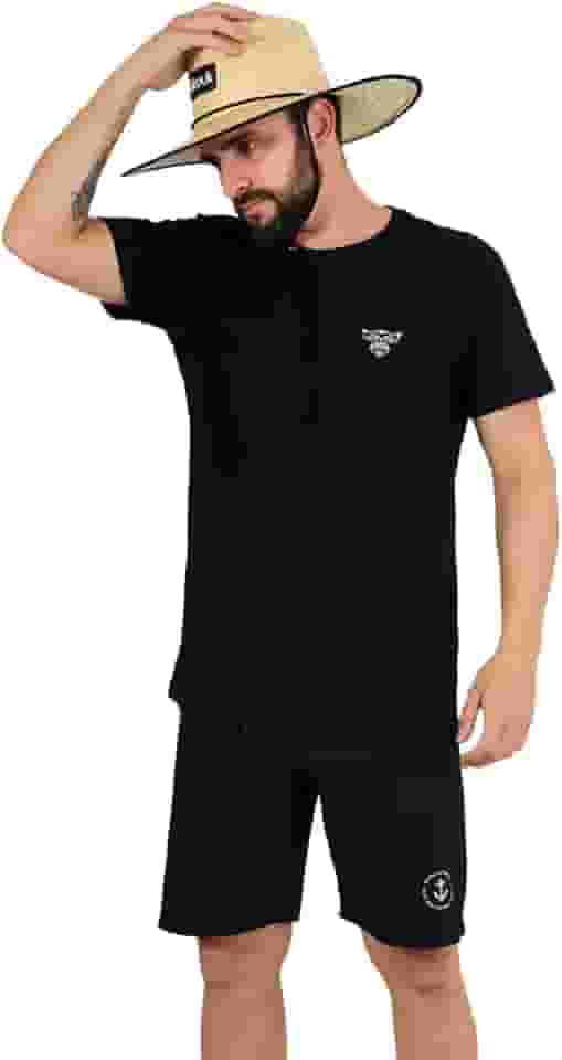 Chapéu de Palha Nacional Viés Preto Masculino Feminino Surf de Praia Saida Sol Verão Moda Piscina Unissex Aba Larga Redondo na Moda Palha Natural de Folha de Carnaúba Proteção Solar UV Premium