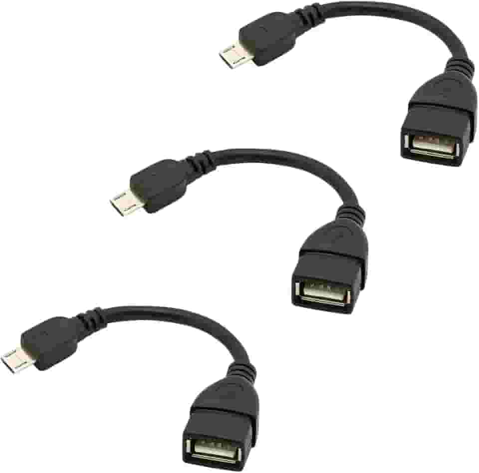 Kit 3 Cabos Adaptadores OTG Micro USB V8 Macho para USB 3.0 Fêmea Conexão