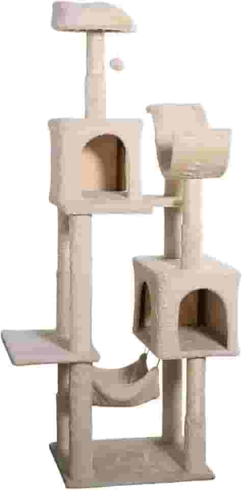 Arranhador de gato grande, luxuoso, multifuncional com casas, camas, rede, poleiros e brinquedo