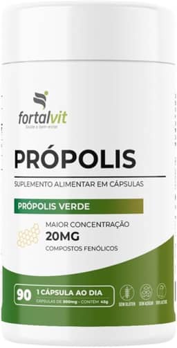 Própolis Verde - 90 Cápsulas, Alta Concentração: 20mg de Compostos Fenólicos, Longa Duração: 3 Meses de Uso, Fortalvit