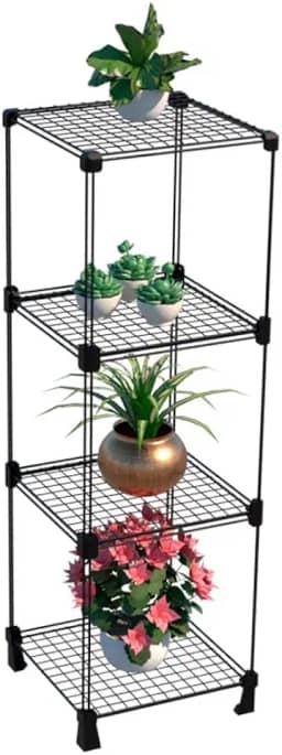 Estante para Plantas Vasos Jardim Vertical 3 Nichos 95cm Horta Suporte de Plantas Decoração Prateleira de Aço (Preto)