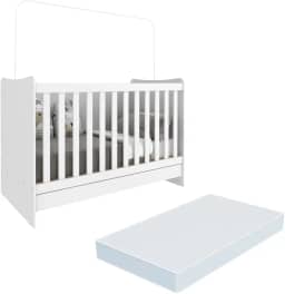 Berço 4 em 1 com Colchão Incluso Multimóveis Evolution vira Escrivaninha Fg3024 Branco