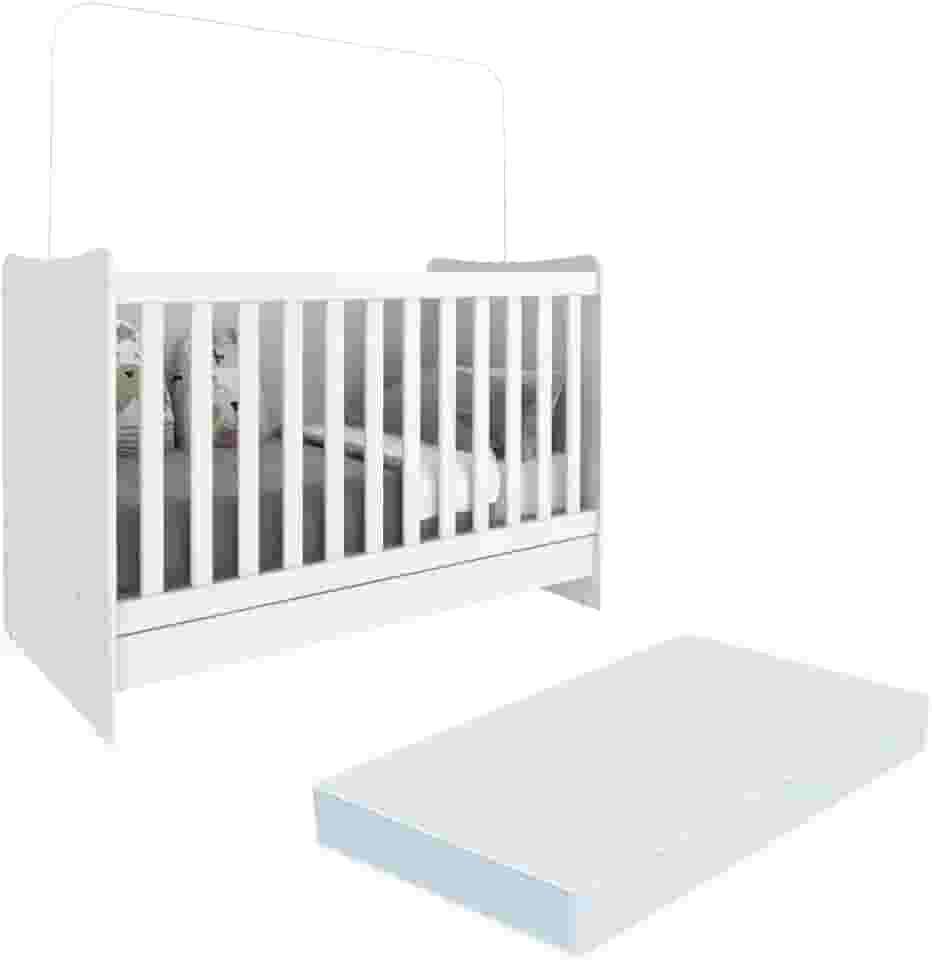 Berço 4 em 1 com Colchão Incluso Multimóveis Evolution vira Escrivaninha Fg3024 Branco