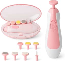 Cortador e Lixa de Unha Elétrico para Bebês 6 em 1 com Luz LED Silencioso e Seguro, Estojo Portátil Incluso, Ideal para Recém-Nascidos, Crianças e Adultos – Fácil e Indolor (rosa)