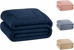 Edredom Percal 400 Fios Grosso Extra Macio Dupla Face Cobertor (Marinho, Queen)