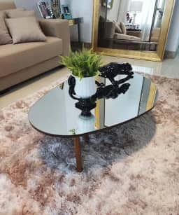 Mesa Centro De Sala Orgânica Espelhada Paris Cor Prateado