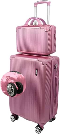 Mala de Bordo 10kg com Frasqueira Bagagem de Mão Expansivel Aprovada ANAC com 4 Rodas duplas 360° Cadeado AntiFurto TSA Mala de Viagem Alça Lateral com Divisória, Leve Resistente (Rosê)