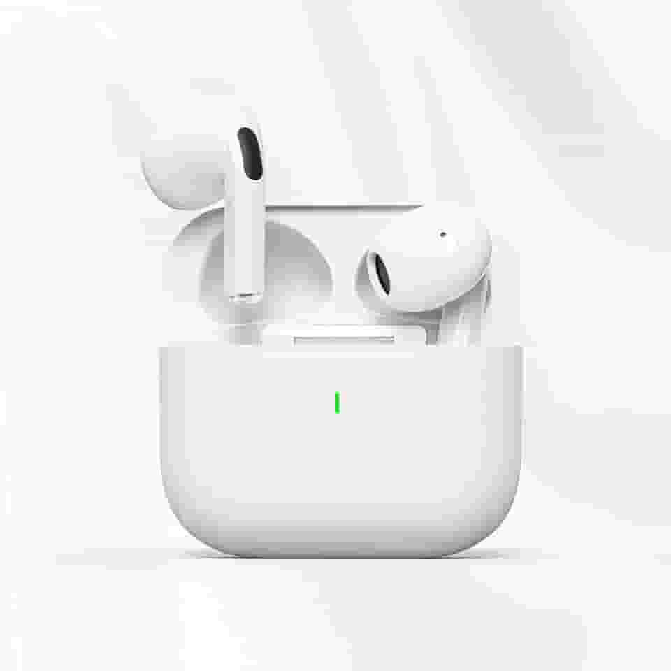 Fone De Ouvido Sem Fio Bluetooth 5.3 Compatível iPhone Android Com Microfone e Redução de Ruído Wireless Academia Corrida Musicas Graves Potentes Controle Touch,À Prova D'água HiFi Branco