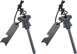 Kit de iniciante de fogo de magnésio com haste de pederneira, golpe, régua e abridor de garrafa – Aço de sobrevivência à prova d'água para acampamento, caminhada e mata