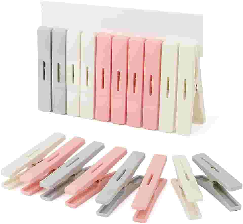 Prendedor de Roupa Premium, Pregador com 32 Unidades para Varal, não Resseca, não Desmonta - Plástico Resistente e Durável - Pressão Forte e com Cores Suave.