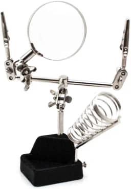 Lupa com Garras e Suporte de Ferro de Solda Eda Prateado