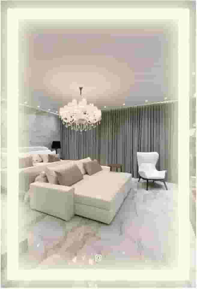 Espelho Retangular Com 3 Tons de LED - Grande de parede moderno jateado lapidado decorativo com iluminação e Botão Sensor touch screen (3 cores de Luz - LED QUENTE, NEUTRO E FRIO) (60x80cm)