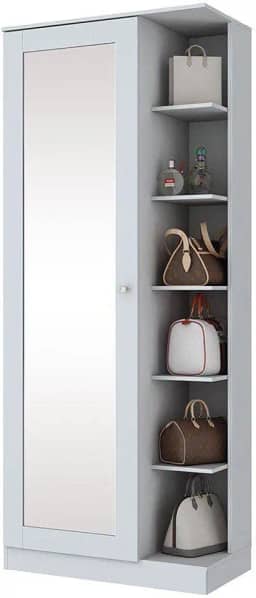 Sapateira 1 Porta com Espelho Happy Siena Móveis Branco Fosco