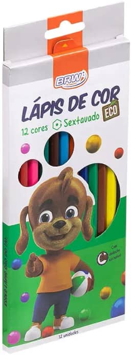 Lápis de Cor 12 Cores Resina Plástica Reciclada Sextavado BRW