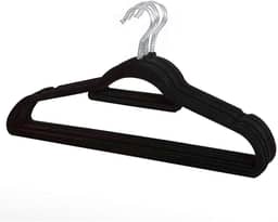 Kit 20 Cabides De Veludo Ultrafinos Antideslizante Slim Preto