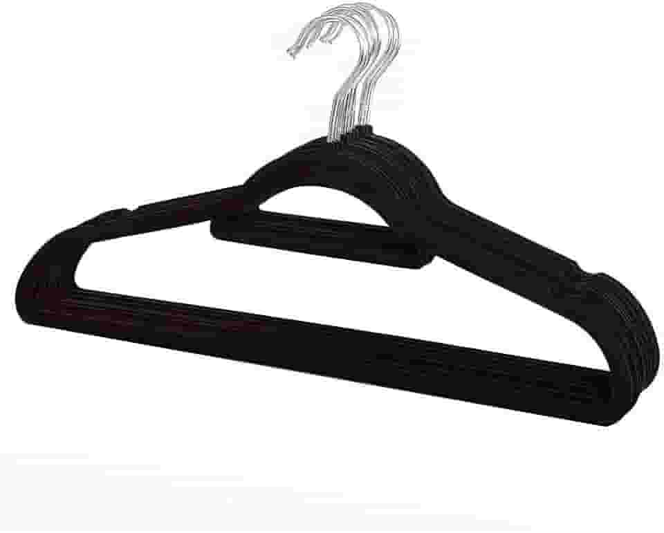 Kit 20 Cabides De Veludo Ultrafinos Antideslizante Slim Preto