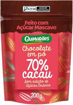 Chocolate em Pó 70% Cacau com Açucar Mascavo 200g