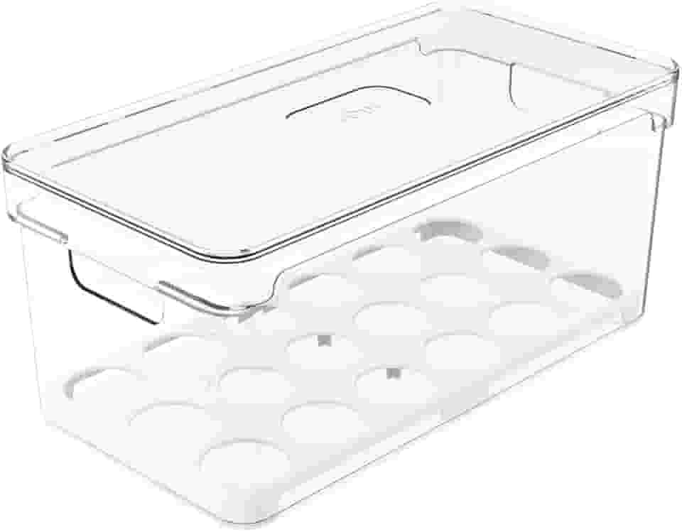 OU, OF150NT, Organizador de Ovos Clear Fresh 36 Un Porta Ovos com Tampa e Alças Laterais Geladeira Cozinha, cor Natural, Polipropileno