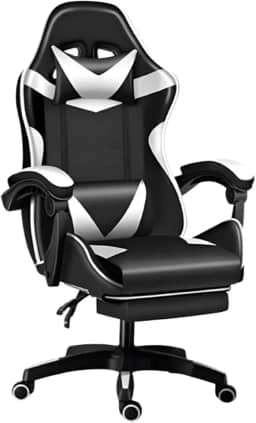 Cadeira Gamer Ergonômica Reclinável Com Apoio De Pés Premium Preto Branco